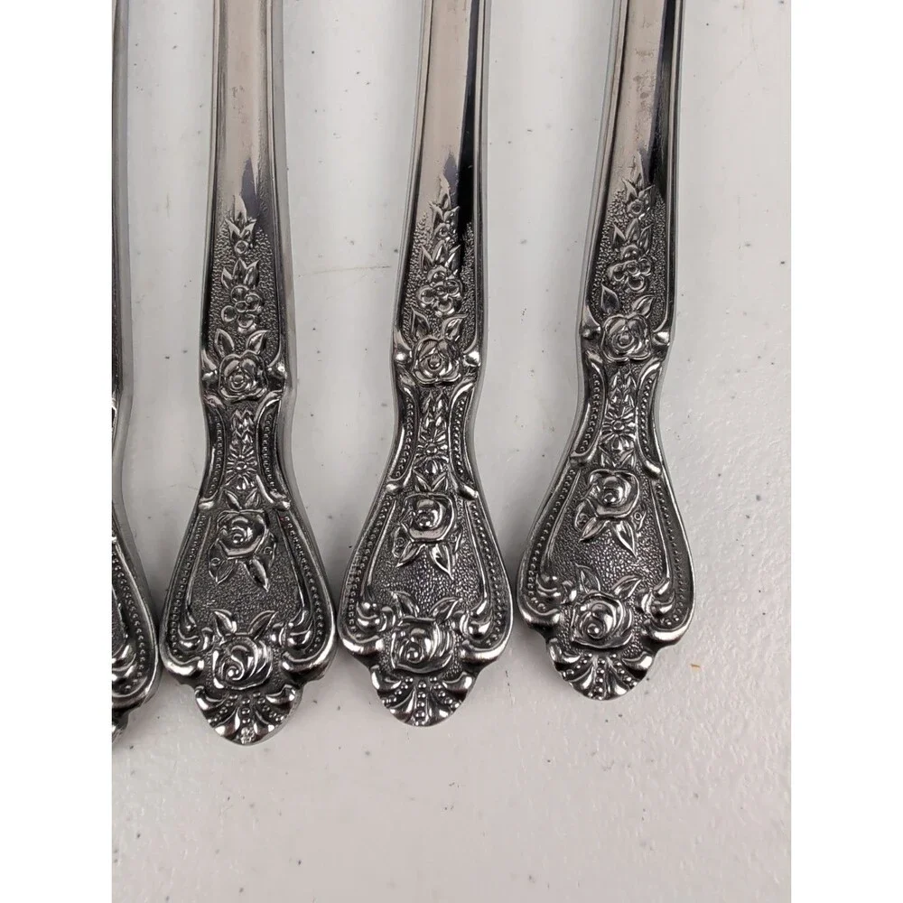 VTG Normandy Stainless Japan~Floral Design~Lot of 10 Pieces~Flatware~EUC